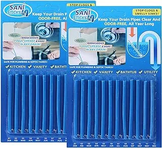 IBAMA Drain Cleaner Sticks, 24pcs Sink Cleaner and Deodorizer Sticks for Drains Keeps Drains Clear and Odor-Free for Bathroom, Kitchen, Toilet, Shower Drain Pipe Eliminate Odors Prevent Clogged