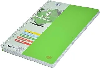 FIS FSUB4SPPPA Micro Perforated Pages 160 Sheets 4 Subject University Book, A4 Size, Green