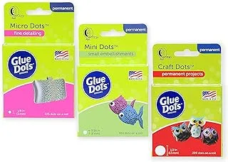 Glue Dots Crafter's Pack - Craft, Mini & Micro Dots Rolls, Clear, 825 Total (38134)