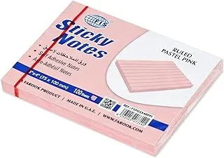 FIS® Sticky Note Pad, 3X4 inches, Pack of 12, Ruled Pastel Pink -FSPO3X4RPPI