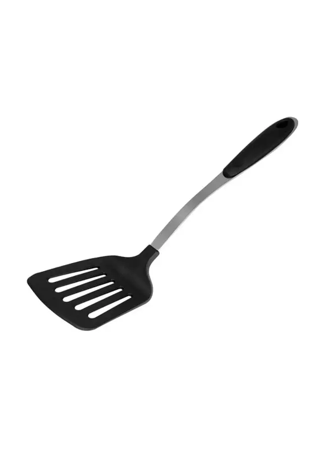 Royalford Nylon Slotted Spatula With Steel Handle Black/White/Grey