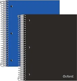 Oxford Spiral Notebooks, 5 Subject, College Ruled Paper, Durable Plastic Cover, 200 Sheets, Divider Pockets, 2 per Pack (10388)