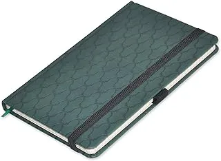 FIS Executive Notebook, Size 13x21CM, 96 Sheets 5MM Square With Elastic PU Window Green Design 1 -FSNBEX5M1321GR1