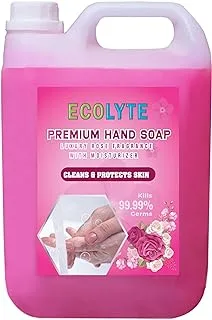 ECOLYTE+ Disinfectant Ecolyte+ Skincare Handwash Liquid Soap for Effective Germ Protection & Personal Hygiene, Protects Against 100 Illness Causing Germs, (Luxury Rose, 5 Liter)