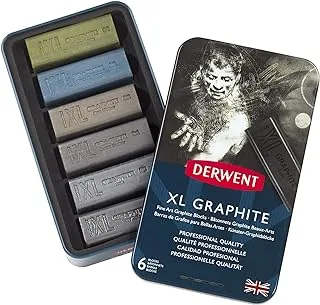 Derwent XL Graphite Blocks, Metal Tin, 6 Count (2302010)