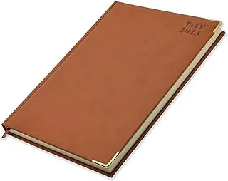 FIS 2023 Diary A4 PU Arabic/English 1-Side Padded Gold Corner Brown - FSDI48AEPG23BR