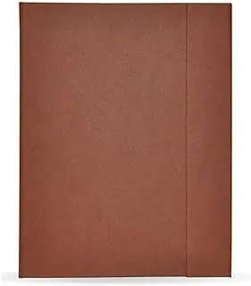 FIS FSMFEXNBA4BR Italian PU Cover with Writing Pad Single Ruled 96 Sheets Ivory Paper Magnetic Folder, A4 Size, Brown