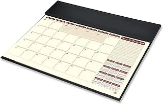 FIS Year Planner 2023 (English/French) Italian PU with Desk Blotter, Black - FSDKPUBEF23BK