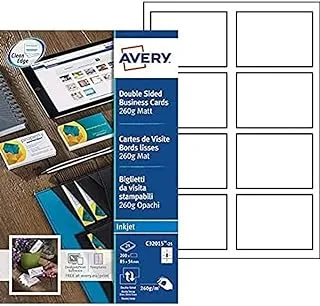 Avery Zweckform C32015-25 Premium Business Cards Special Inkjet Coating on Both Sides Matte Finish 85 x 54 mm / 25 Sheets 200 Items