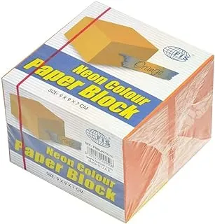 FIS FSBL997N240 Loose Paper Block, 9 cm x 9 cm x 7 cm Size, Neon Orang