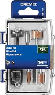 Dremel 734-01 Metal Cutting Rotary Tool Accessories Kit - 16 Piece Set - Includes Engraving Bit, Grinding Stones, and Carbon Steel Brush, Blue