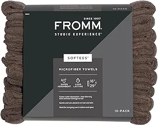 Fromm Softees Microfiber Salon Hair Towels for Hairstylists, Barbers, Spa, Gym in Brown, 16