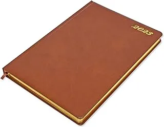 FIS 2023 Golden Diary A4 English Bonded Leather 1-Side Padded Maroon - FSDI45EGB23BR