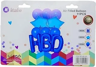 Italo Happy Birthday Party Decoration Balloon 11 Piece Set, Blue