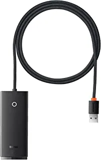 Baseus USB Hub USB 3.0, 4-Ports USB Splitter Power Hub Adapter USB Extension 5Gbps High-Speed Data Hub with USB C Charging Compatible for MacBook, iMac, Surface Pro, XPS, PC, USB Flash Drive (BLACK)
