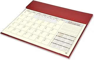 FIS Year Planner 2023 (Arabic/English) Italian PU with Desk Blotter, Maroon - FSDKPUBAE23MR