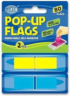 FIS FSPO1301 Pop-Up Flag Index 80 ورقة ، مقاس 12 × 45 مم ، 2 ألوان متنوعة