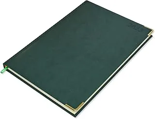 FIS 2023 Diary A4 PU English 1-Side Padded Gold Corner Green - FSDI48EPG23GR