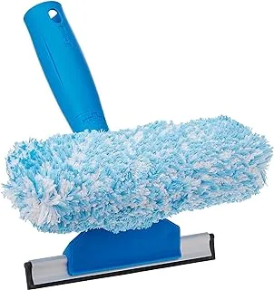 Unger 2-in-1 Microfiber Scrubber and Squeegee, Blue, 6-inch