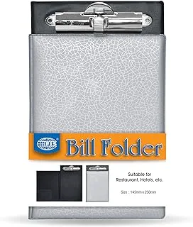 FIS FSCL11GY Bill Folders with PVC Cover and Pen Holder, 145 mm x 230 mm Size, Grey