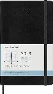 Moleskine ، مخطط شهري 2023 ، مذكرات 12 شهرًا ، دفتر شهري بغلاف ناعم ، مقاس كبير 13 × 21 سم ، اللون أسود