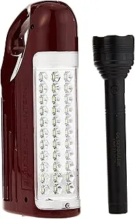 Olsenmark 2 In 1 Rechargeable LED Emergency Lantern with Flashlight, Maroon/Black