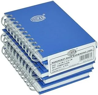 FIS FSMNA72QSB 8 mm Single Ruled Spiral 96 Shets Manuscript Book with 5-Pack, 2 Quire Size