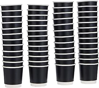 SNH-Packing Disposable Double Wall Paper Coffee Cups 50-Pack, 4 oz Capacity, Black