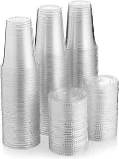 SNH Juice Cup 16Oz With Lid Clear Strong Disposable 25 Pieces - Ideal for iced coffee, smoothies, Bubble Boba tea, milkshakes, frozen cocktails, water, sodas, juices, snacks, dessert and more.