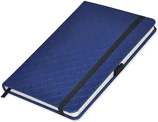 FIS Executive Notebook, Size 13x21CM, 96 Sheets Single Line With Elastic PU Window Blue Design 2 -FSNBEX13X21BLD2