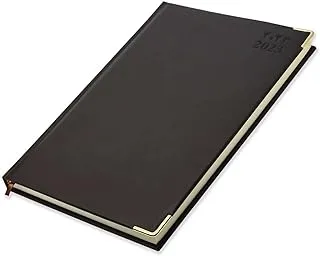 FIS 2023 Diary A4 PU Arabic/English 1-Side Padded Gold Corner Dark Brown - FSDI48AEPG23DBR