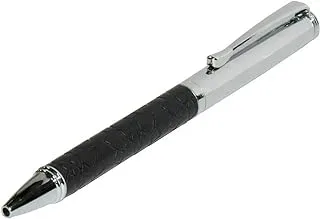 FIS FSPNSPUBKD5 Pen with Embossed Italian PU Wrapper and Gift Box, Silver/Black