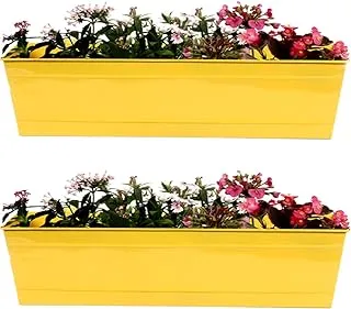 TrustBasket Rectangular Railing Plant - Yellow (23 Inch) Set of 2 | Heavy Duty Highly Durable Plant containerGamla for Indoor Home Decor & Outdoor Balcony Garden