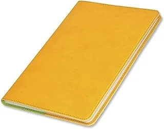 FIS Fsnba7yl 96 Sheets Single Ruled Italian PU Cover Executive Soft Cover Notebook with Gift Box, A7 Size, Yellow