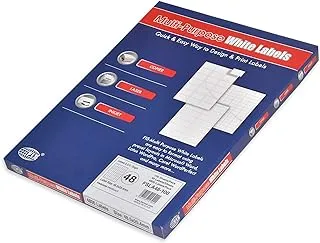 FIS FSLA48-100 48 Stickers Multipurpose Laser Label 100 Sheet, A4 Size, White, Small