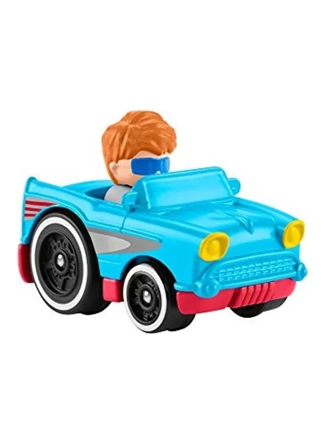 Fisher-Price Fisher-Price Little People Wheelies Retro Convertible - GMJ25 ~ Baby Blue and Red Car 1cm