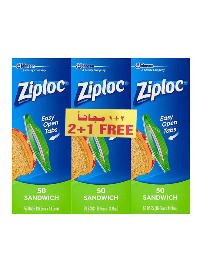 Ziploc Sandwich 50 Bags Pack of 3 Clear