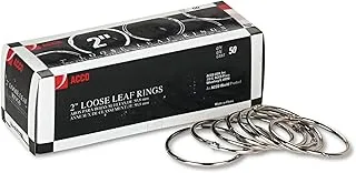 ACCO Loose Leaf Binder Rings, 5.1 cm, Silver, 50 Rings/Box (72205)