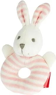 Smiki Rabbit Mascot with a Rattle, 15 cm Size, White/Pink