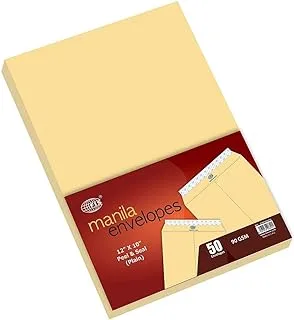 FIS FSME9034P50 90 GSM Peel and Seal Plain Manila مغلفات 50 عبوة ، مقاس 12 بوصة × 10 بوصة