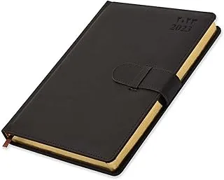 FIS Golden Agenda Diary 2023 (Arabic/English) Italian PU, 1-Side Padded, Dark Brown - FSDI75AEPG23DBR