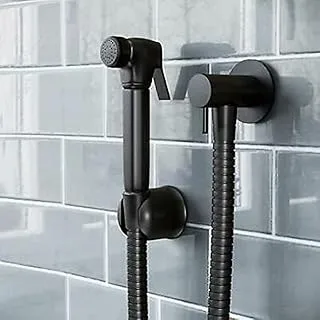 Biella Biellaâ„¢ Matt Black Shattaf With Complete Accessories, Wall Mount Bidet Sprayers for Toilet Set With Holder And Screws, Dual Mode Handheld Bathroom Bidet Sprayer (Without Angle Valve)