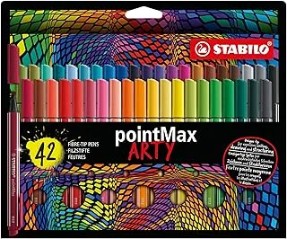 STABILO Nylon Tip Writing Pen pointMax ARTY - Wallet of 42 - Assorted Colors