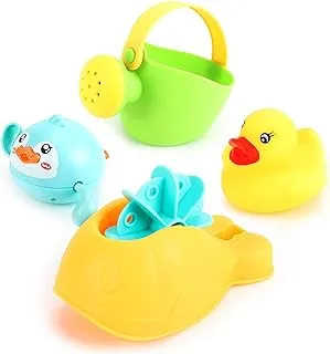 MOON MNNHTMT14 Baby Bath Toys – Mini Floating Duck with Accessories – Soft Bathtub, Beach & Pool Toys - Bright Colors and Stimulating Textures - Gifts and Party Favors for Kids