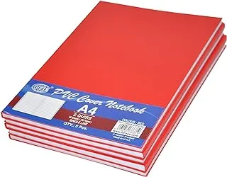 FIS FSNBA42QPVCRE Single Line PVC Cover Notebook 5-Pieces, 96 Sheets/192 Pages, A4 Size, Red