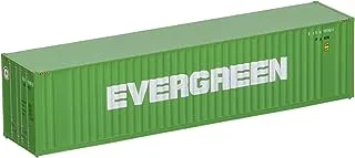 Walthers SceneMaster HO Scale Model of Evergreen (Green, White) 40' Hi Cube Corrugated Container W/Flat Roof,949-8202