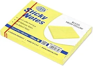 FIS® Sticky Note Pad, 3X4 inches, Pack of 12, Ruled Neon Yellow -FSPO3X4RNYL