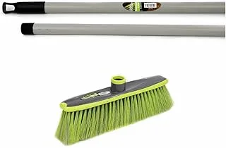 Paul Masquin Indoor Broom with Stick for Delicate Floors, Green