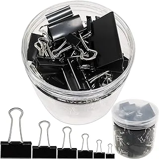 DDSTG Foldback Clips Black Paper Clamps Mixed Mini Large Binder Office Supplies 15/19/25/32/41/51mm - 100 Pieces