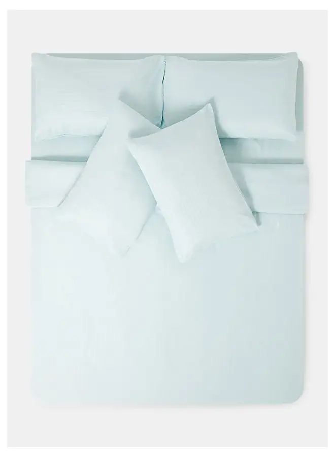 White Rose 4PC Double Bed Duvet Cover & Fitted Sheet Set Solid Colored 90 GSM Microfiber Premium Quality Cotton Blended Soft & Comfortable 1 Duvet Cover 220x240cm, 1 Fitted Sheet 200x200cm ,4 Pillowcase 51x76cm